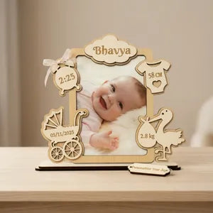Personalized Wooden Baby Photo Frame with Birth Details