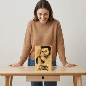 Personalized Wooden Birthday Greeting Card with Photo Engraving