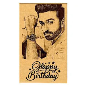 Personalized Wooden Birthday Greeting Card with Photo Engraving