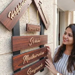 Personalized Wooden Name Plate with Family Names - Breeze 403
