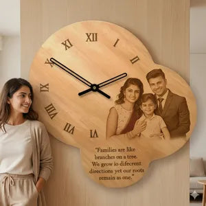 Personalized Wooden Photo Clock with Family Quote