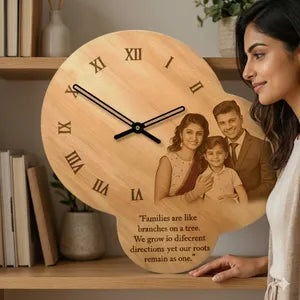 Personalized Wooden Photo Clock with Family Quote