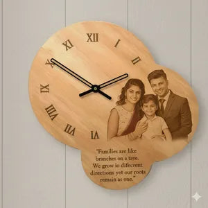 Personalized Wooden Photo Clock with Family Quote