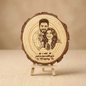 Personalized Wooden Photo Frame with Couple Portrait and Romantic Message
