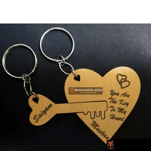 Romantic Couple Keychain Set - Key to My Heart