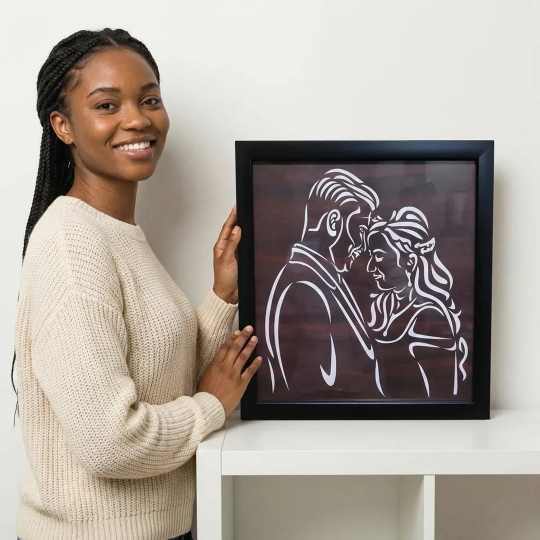 Framed Couple Line Art Wall Decor