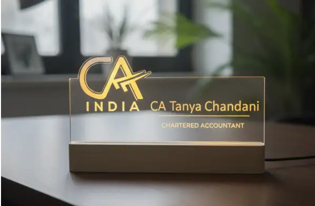 Premium Acrylic LED Name Plate - CA Tanya Chandani Chartered Accountant