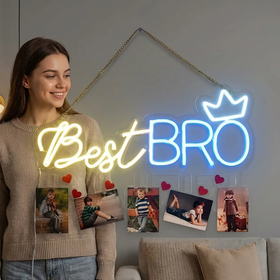 Best Bro Neon Led Sign With Photo Clips