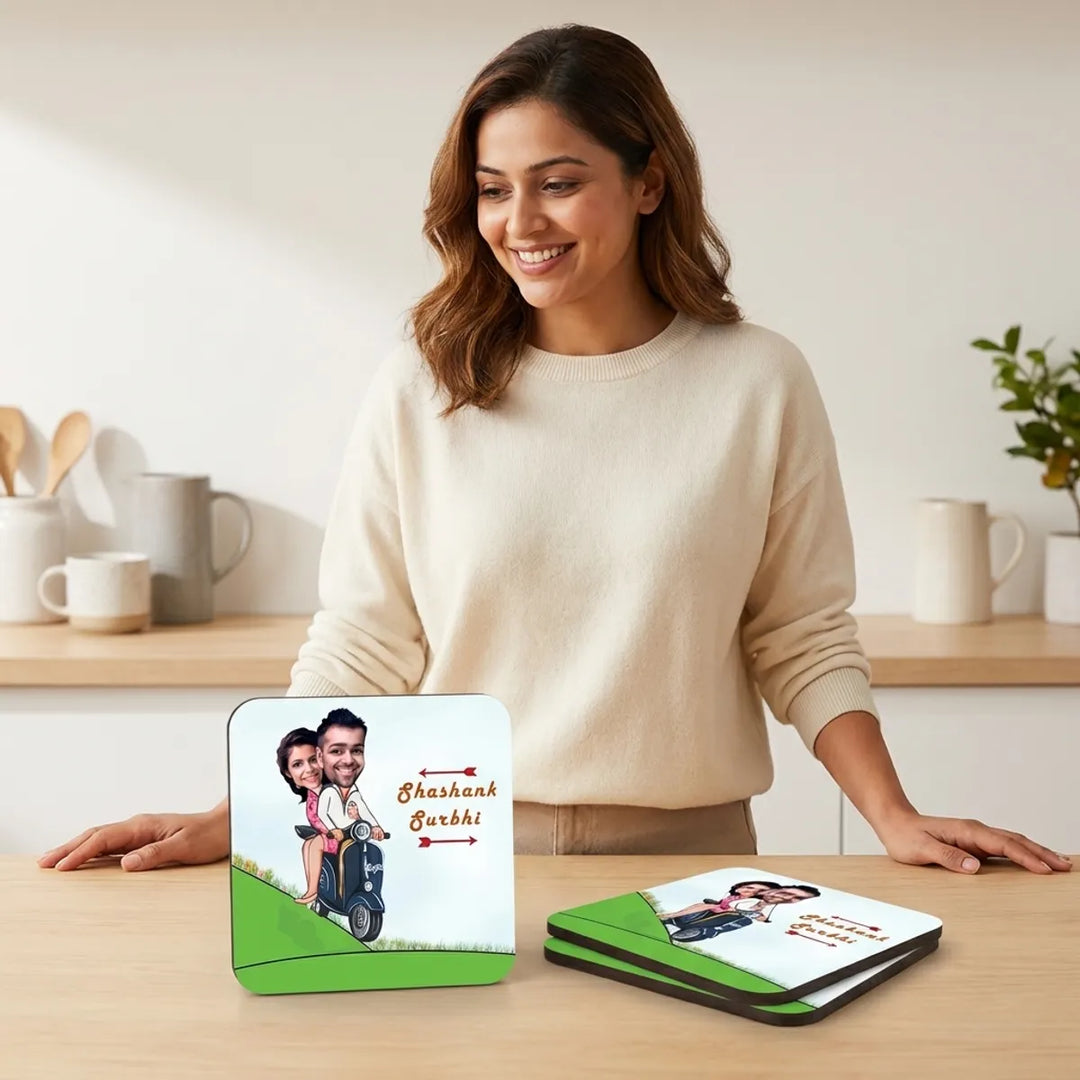 Personalized Caricature Coasters  Set Of 6