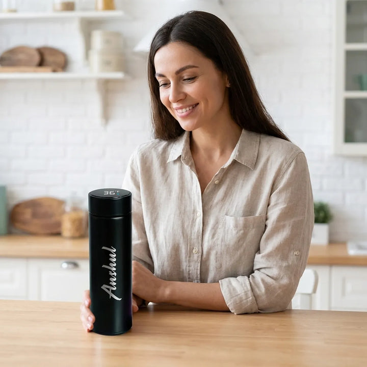 Rashilav Smart Led Temperature Display Water Bottle  500Ml Black Stainless Steel Flask
