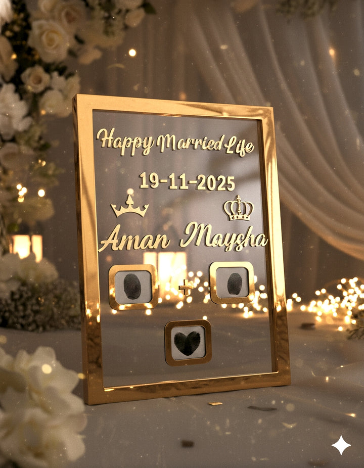 Personalized Wedding Celebration Photo Frame with Names and Date