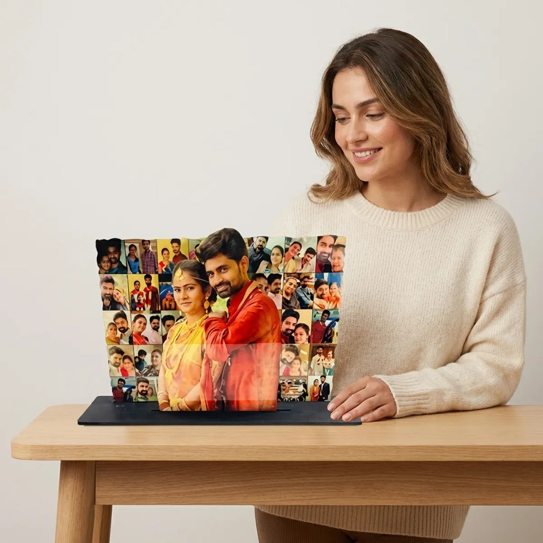 Personalized Photo Collage Acrylic Plaque With Stand