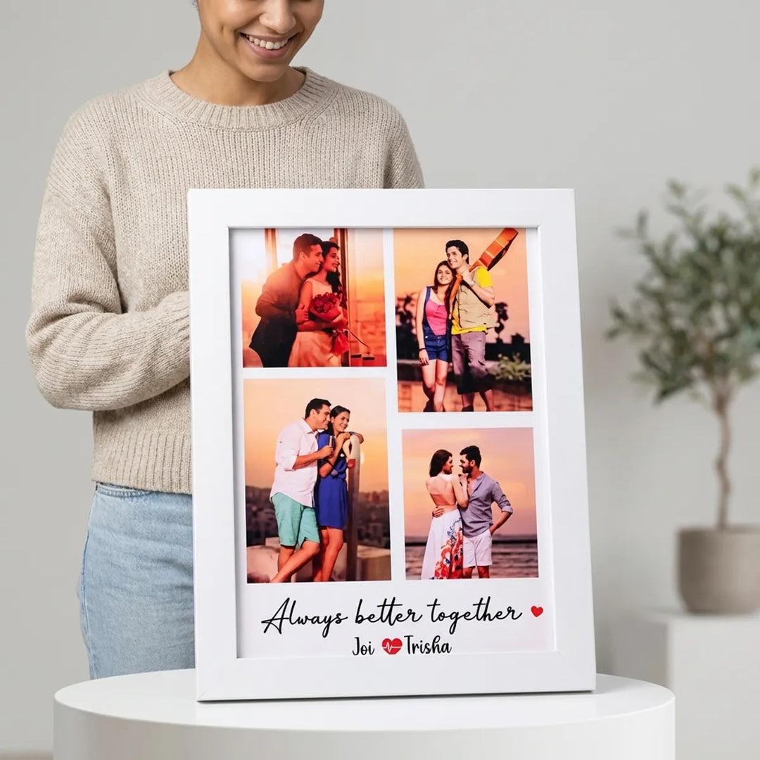 Personalized Photo Collage Frame With Custom Text  4 Photos