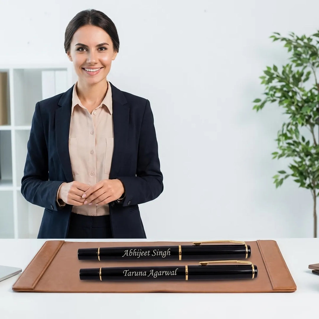 Personalized Metal Pens With Custom Engraving  Set Of 2 Black Executive Pens Pack Of 2