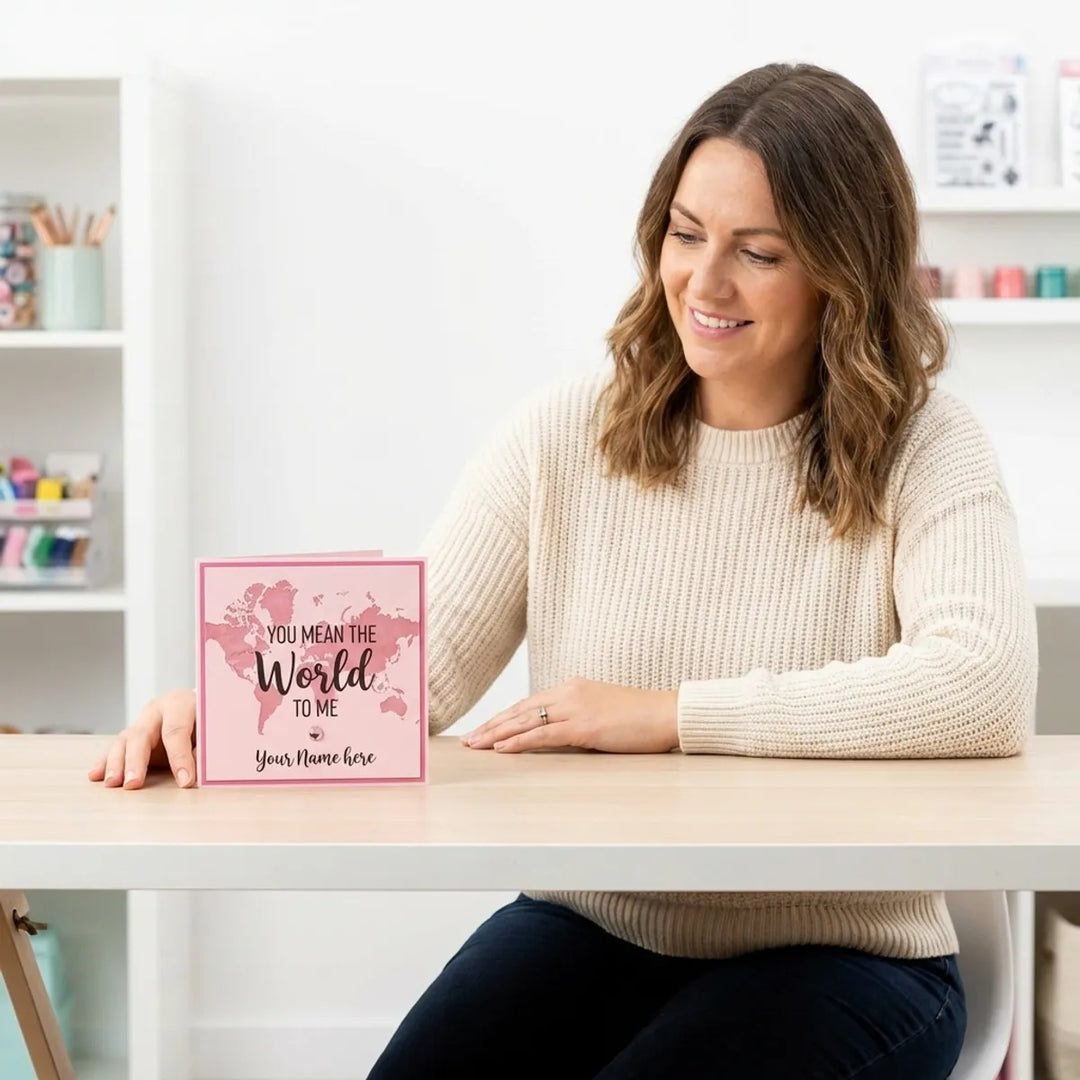 Personalized You Mean The World To Me Rotating Globe Card