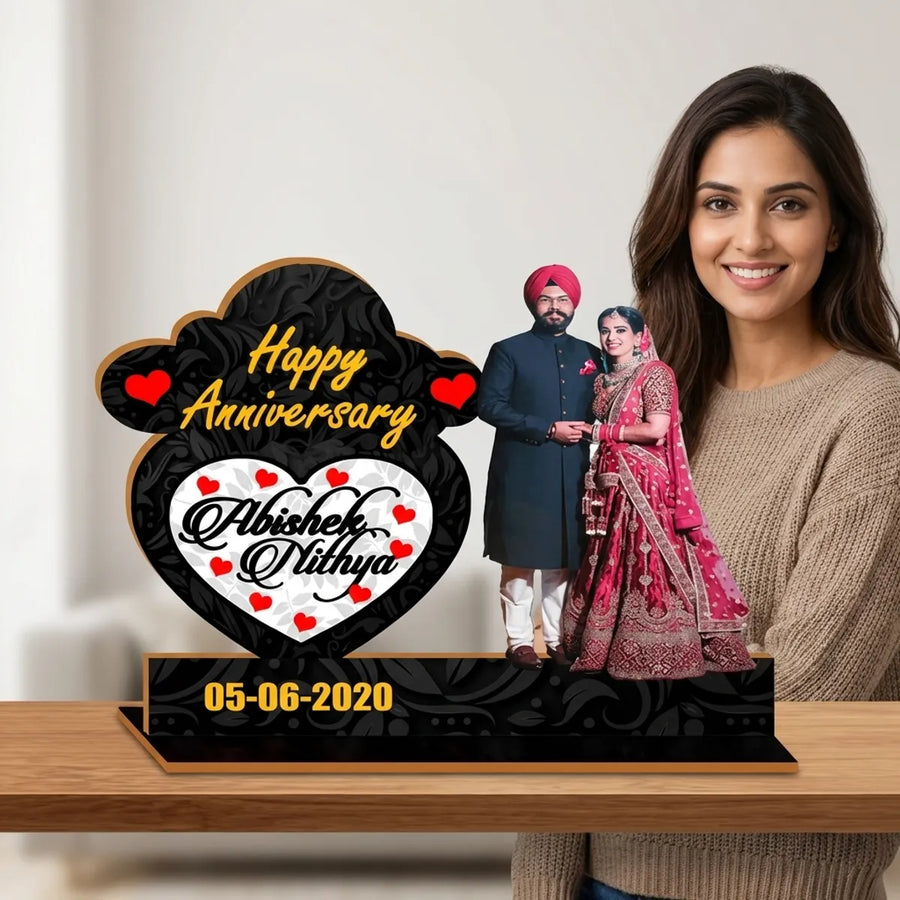 Customized Anniversary Photo Standee  Personalized Couple Photo Prop With Name And Date