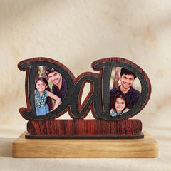 Personalized Wooden Dad Photo Frame With Red Border