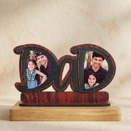 Personalized Wooden Dad Photo Frame With Red Border