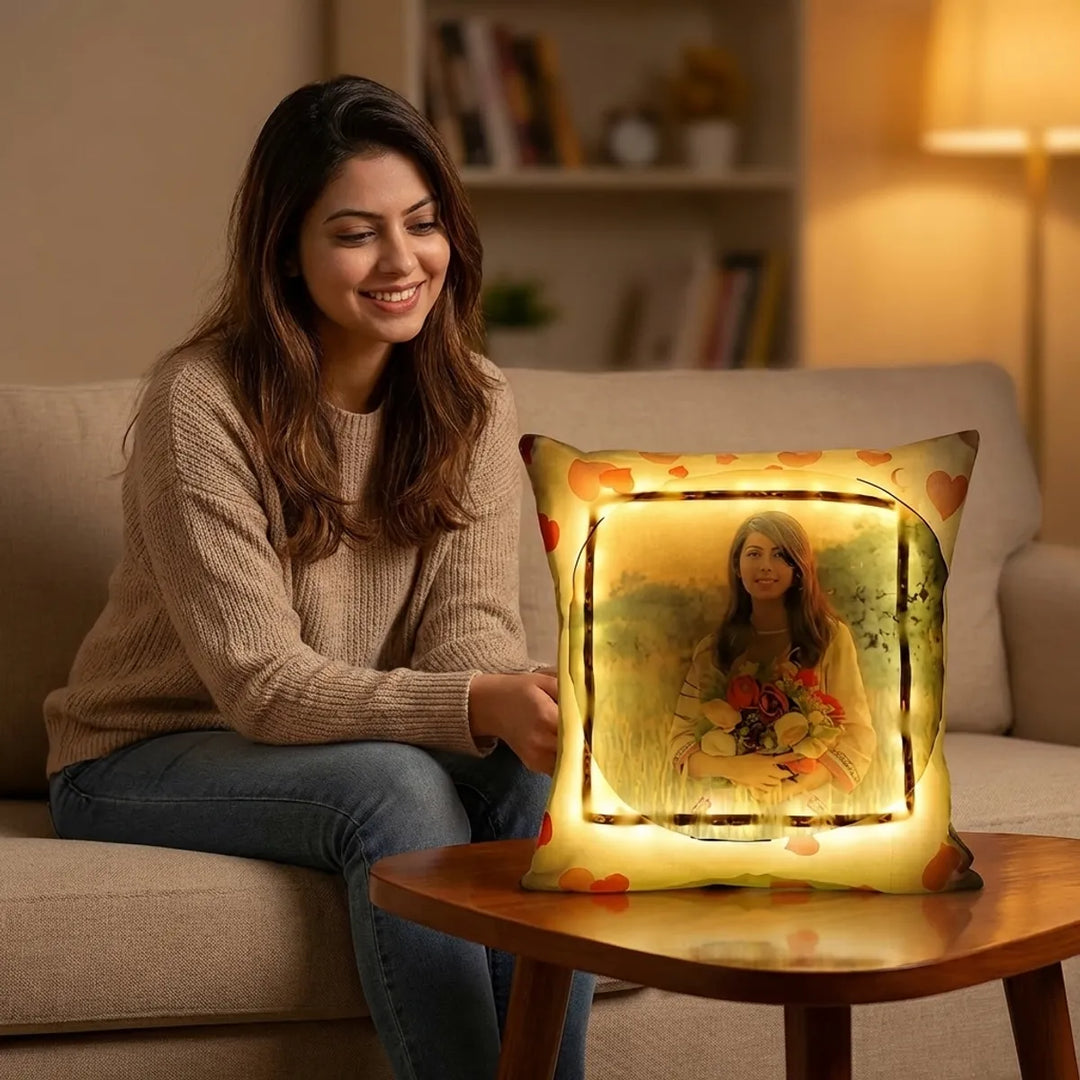 Personalized Photo Cushion With Led Lights