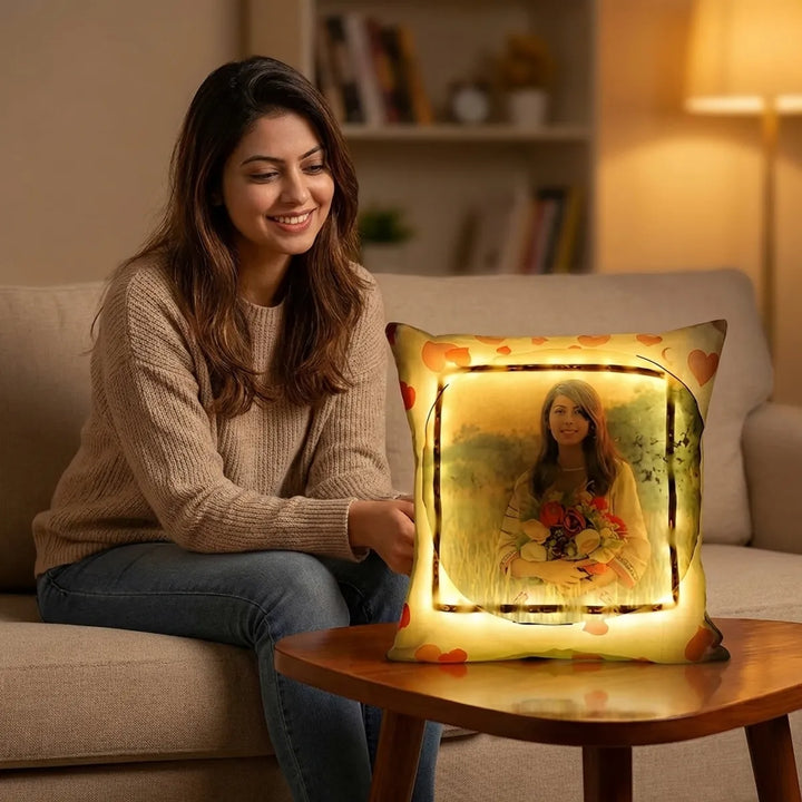 Personalized Photo Cushion With Led Lights